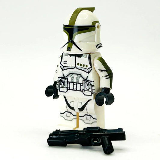 Olive Clone Trooper Figure With Custom RP1 Helmet Printing Authentic LEGO Parts - ToylandEU