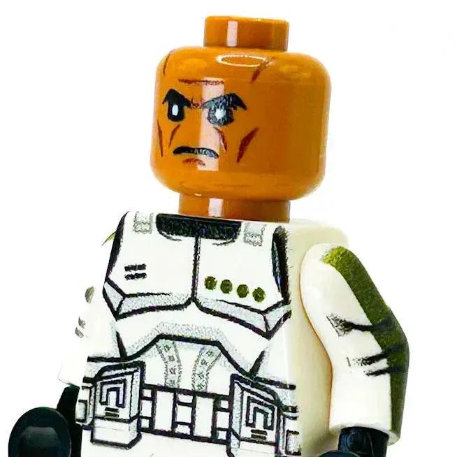 Olive Clone Trooper Figure With Custom RP1 Helmet Printing Authentic LEGO Parts - ToylandEU
