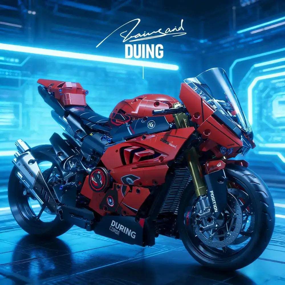 Cool Assembly 2024PCS Building Blocks Set 1:5 Scale Red Racing Motorcycle High Simulation Bricks for Hobbyists Gifts Giving - ToylandEU