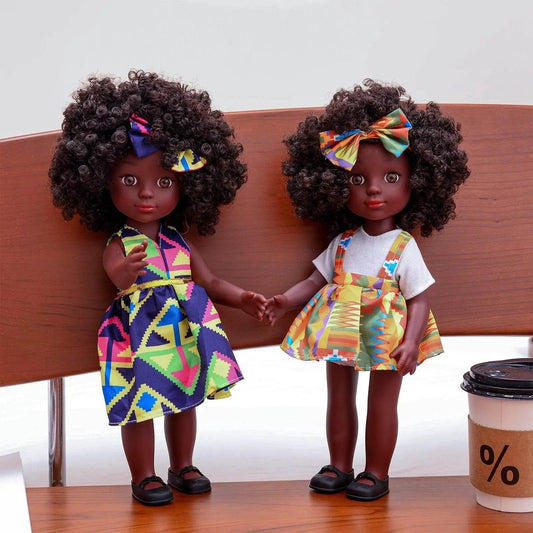  One Piece 14 Inch American African Black Doll with Curly Hair Full Set Gift for Girls -  ToylandEU™