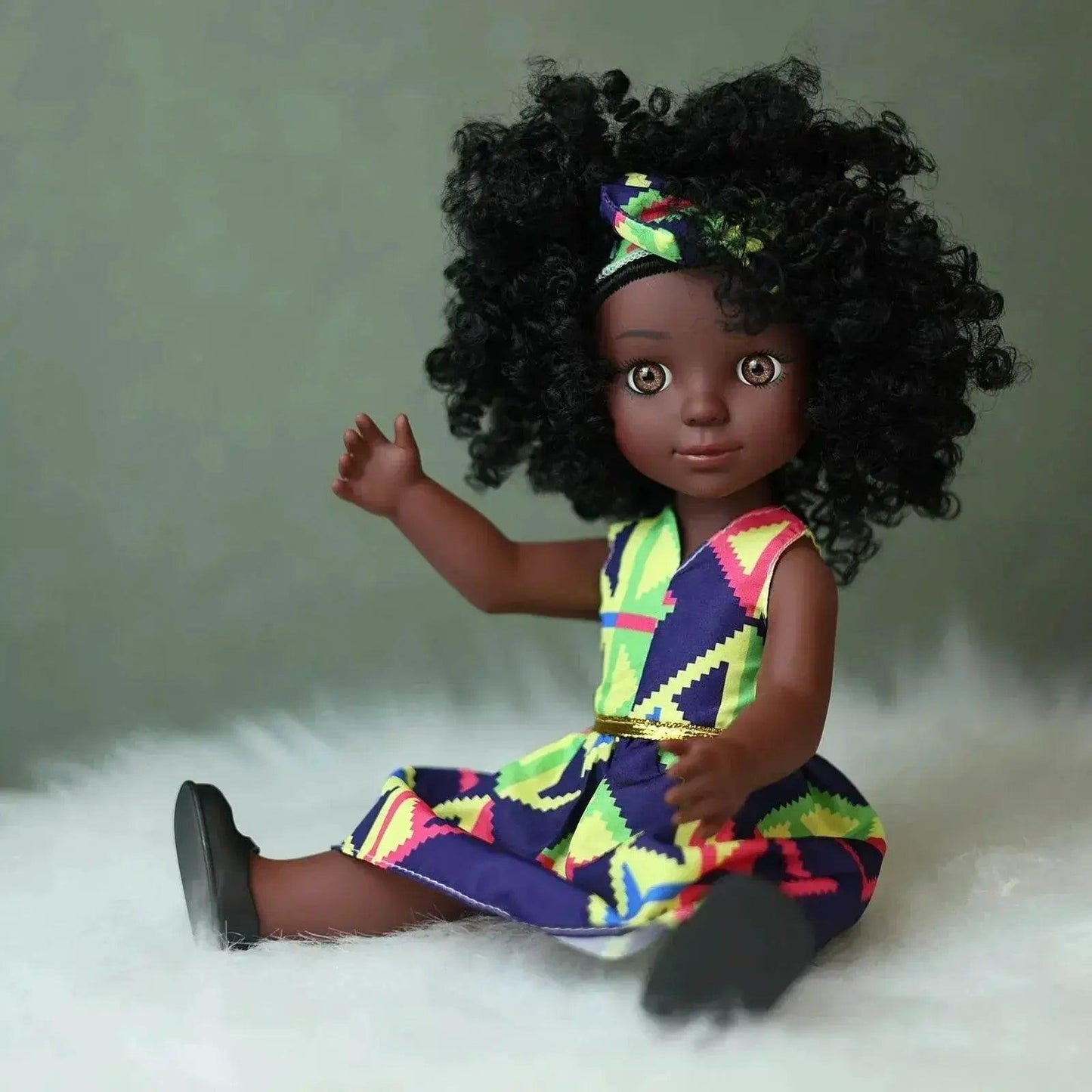  One Piece 14 Inch American African Black Doll with Curly Hair Full Set Gift for Girls -  ToylandEU™
