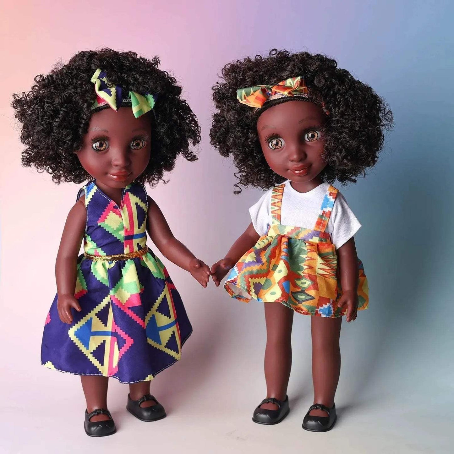 One Piece 14 Inch American African Black Doll with Curly Hair Full Set Gift for Girls - ToylandEU