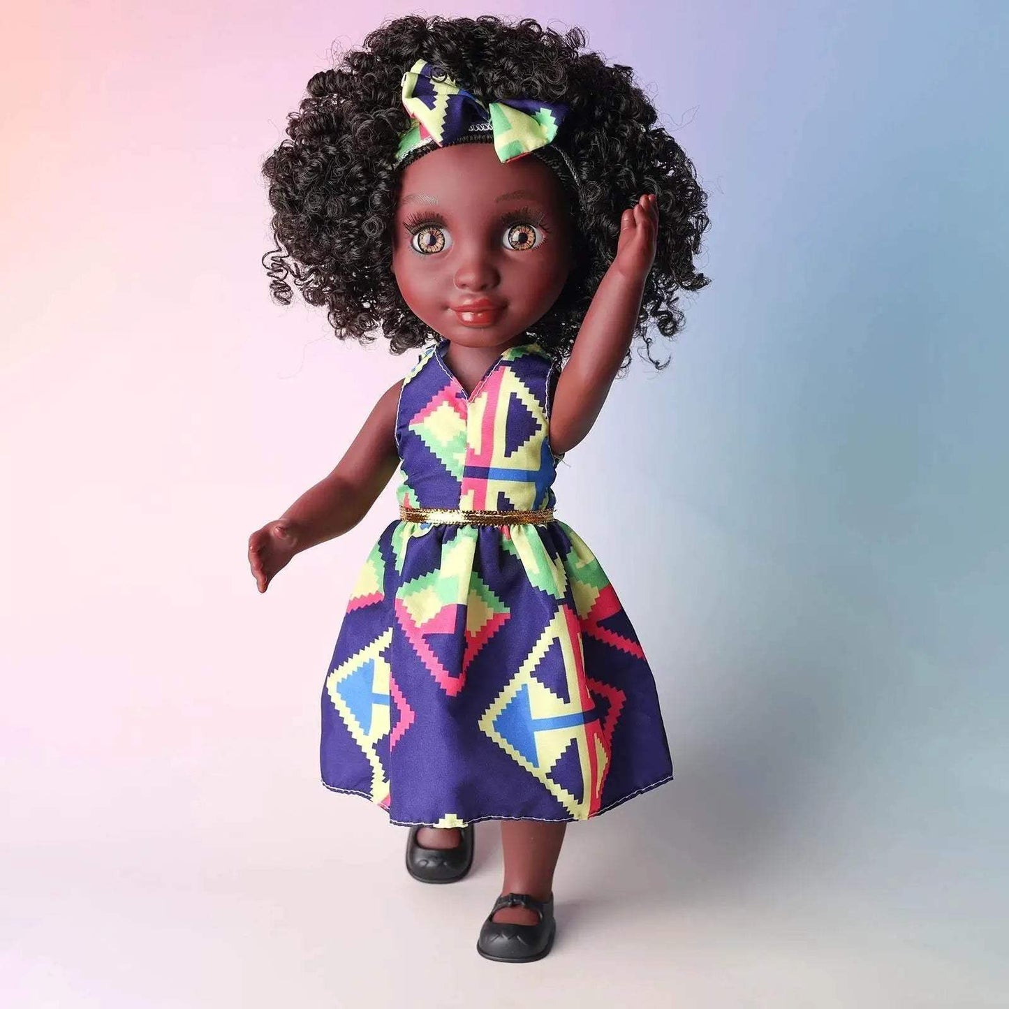 One Piece 14 Inch American African Black Doll with Curly Hair Full Set Gift for Girls - ToylandEU