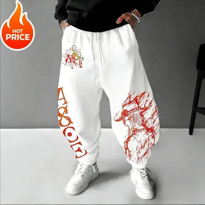 One Piece ACE Unisex Harajuku Streetwear Sweatpants Warm - ToylandEU