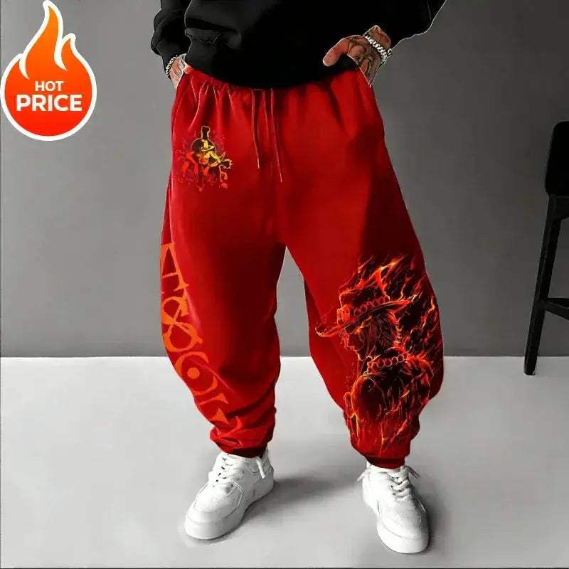 One Piece ACE Unisex Harajuku Streetwear Sweatpants Warm - ToylandEU