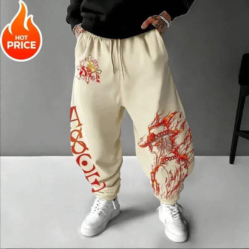 One Piece ACE Unisex Harajuku Streetwear Sweatpants Warm - ToylandEU
