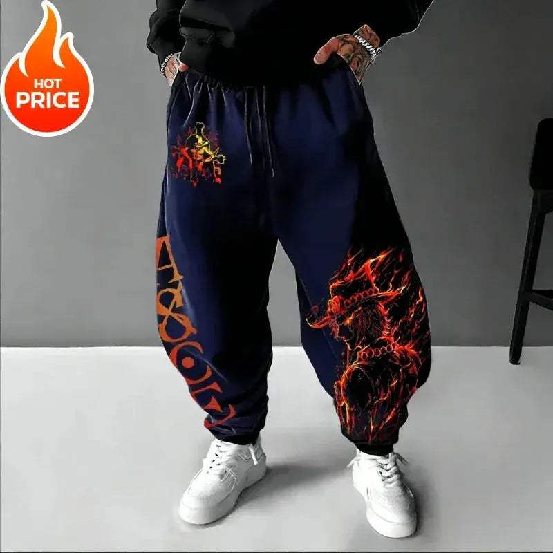 One Piece ACE Unisex Harajuku Streetwear Sweatpants Warm - ToylandEU