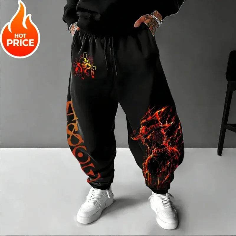 One Piece ACE Unisex Harajuku Streetwear Sweatpants Warm - ToylandEU