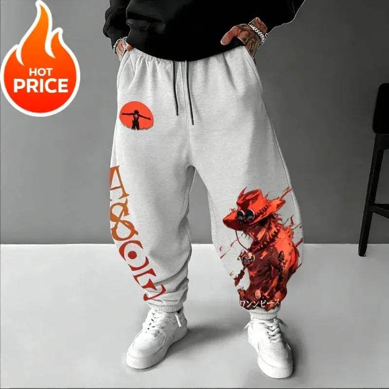 One Piece Ace Harajuku Streetwear Sweatpants Unisex Oversized Comfort - ToylandEU