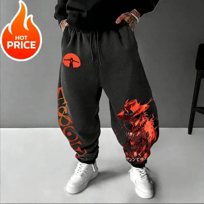 One Piece Ace Harajuku Streetwear Sweatpants Unisex Oversized Comfort - ToylandEU