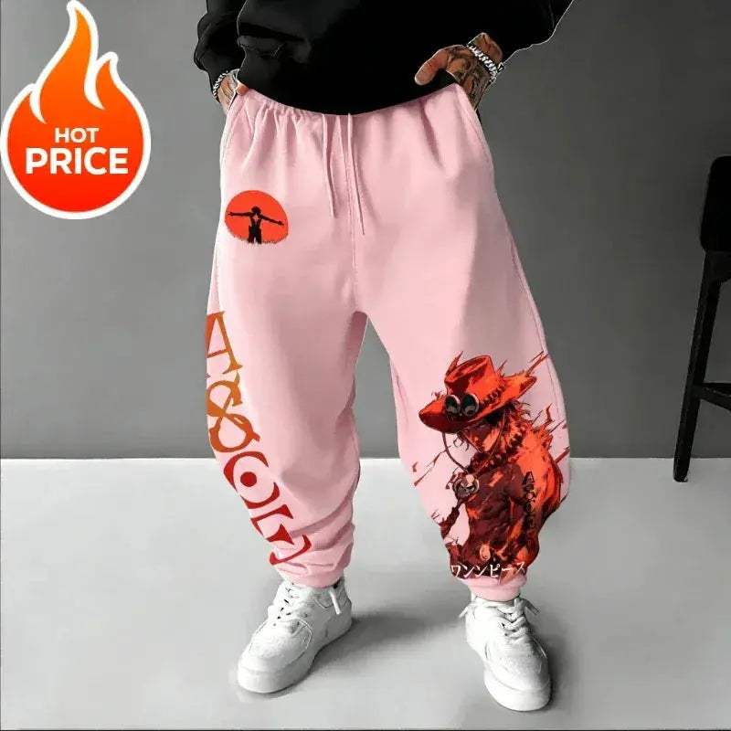 One Piece Ace Harajuku Streetwear Sweatpants Unisex Oversized Comfort - ToylandEU