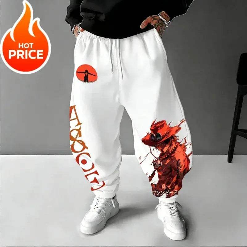 One Piece Ace Harajuku Streetwear Sweatpants Unisex Oversized Comfort - ToylandEU