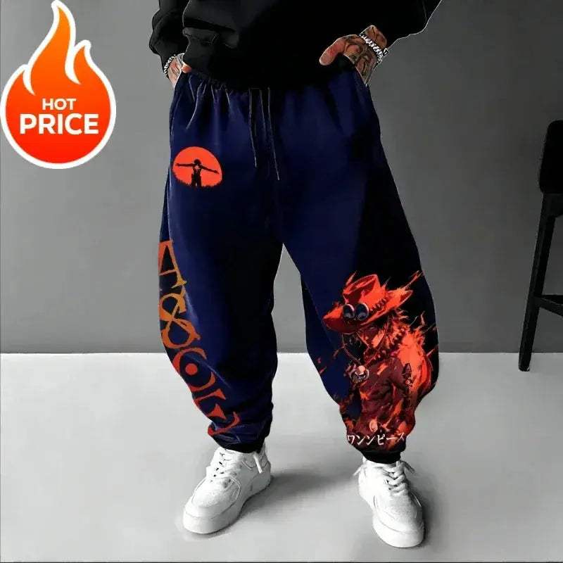 One Piece Ace Harajuku Streetwear Sweatpants Unisex Oversized Comfort - ToylandEU