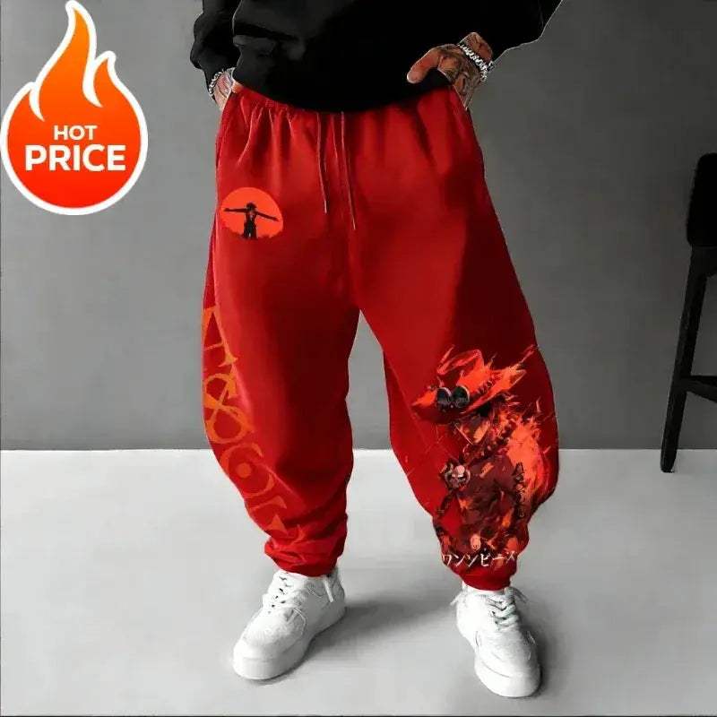 One Piece Ace Harajuku Streetwear Sweatpants Unisex Oversized Comfort - ToylandEU