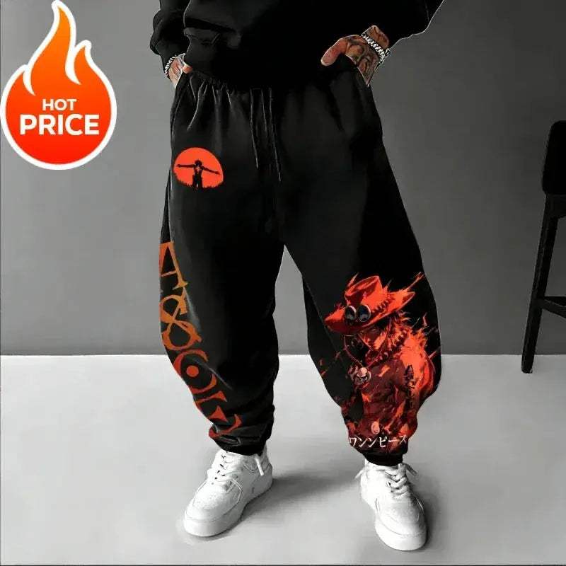 One Piece Ace Harajuku Streetwear Sweatpants Unisex Oversized Comfort - ToylandEU