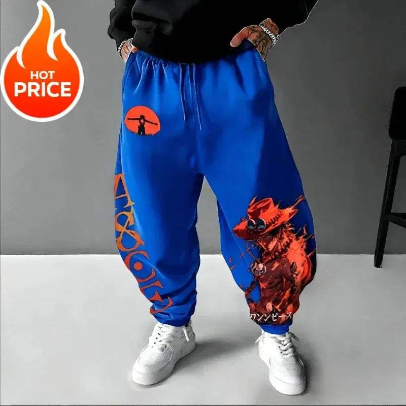 One Piece Ace Harajuku Streetwear Sweatpants Unisex Oversized Comfort - ToylandEU
