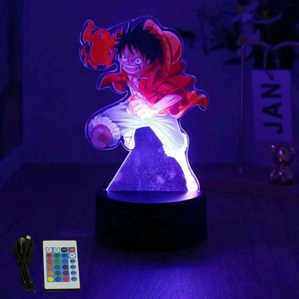  One Piece Anime Figures 3D Lamp PVC Action Collection Model Toys LED Night Light 