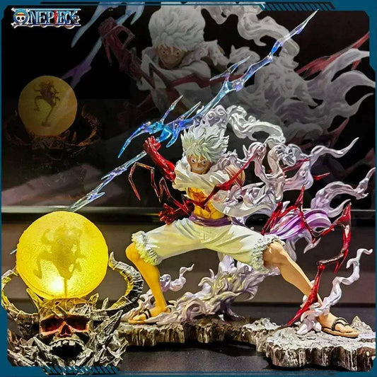  One Piece Nika Luffy Figure Luffy Sun God Gear 5 Anime Figurines With Light Ball 28 cm -  ToylandEU™