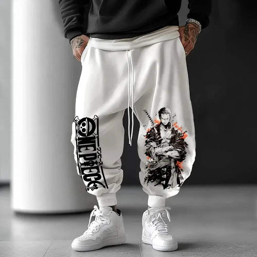 One Piece Pure Cotton Sports Pants Unisex Harajuku Anime Print - ToylandEU