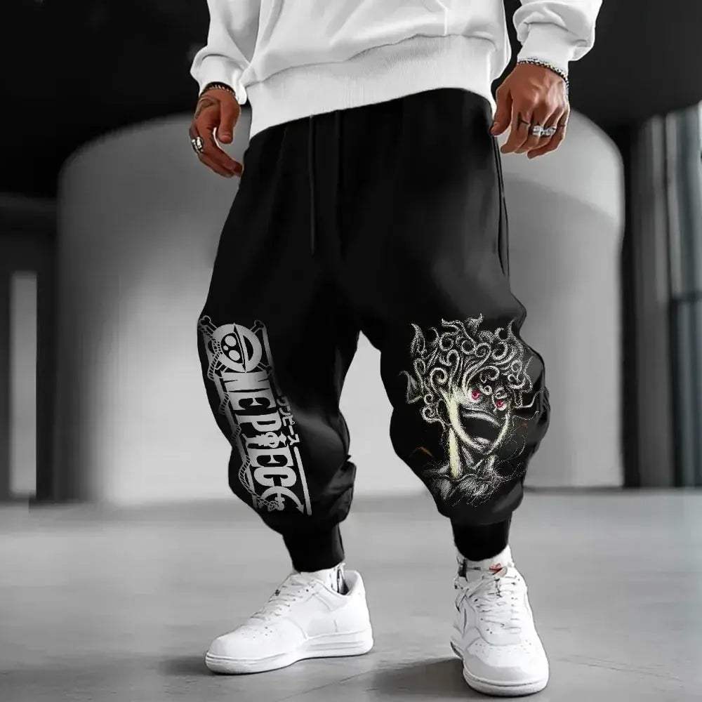 One Piece Pure Cotton Sports Pants Unisex Harajuku Anime Print - ToylandEU