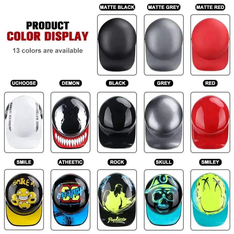 Open Face Half Motorcycle Helmet Lightweight Unisex Retro Summer - ToylandEU