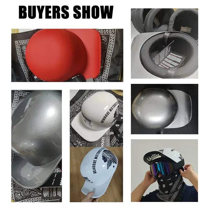 Open Face Half Motorcycle Helmet Lightweight Unisex Retro Summer - ToylandEU