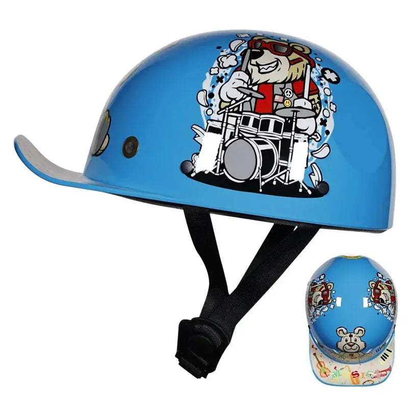 Open Face Motorcycle Helmet Retro Vintage Half Helmet Dot Certified - ToylandEU