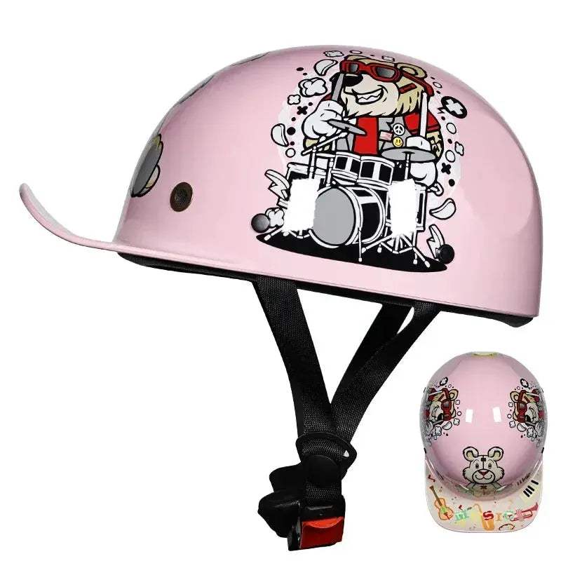 Open Face Motorcycle Helmet Retro Vintage Half Helmet Dot Certified - ToylandEU