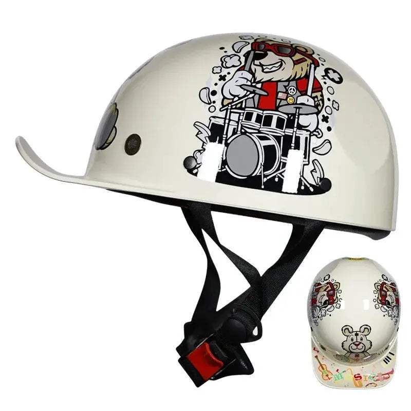 Open Face Motorcycle Helmet Retro Vintage Half Helmet Dot Certified - ToylandEU