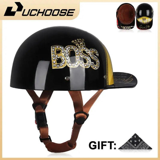  Open Face Motorcycle Helmet Vintage Retro Cruiser Elite -  ToylandEU™