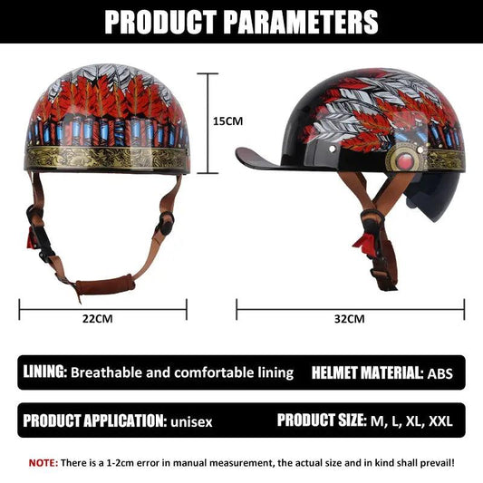  Open Face Motorcycle Helmet Vintage Retro Cruiser Elite -  ToylandEU™