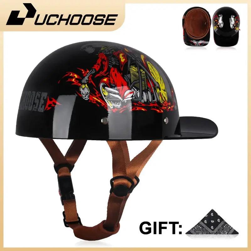  Open Face Motorcycle Helmet Vintage Retro Cruiser Elite -  ToylandEU™