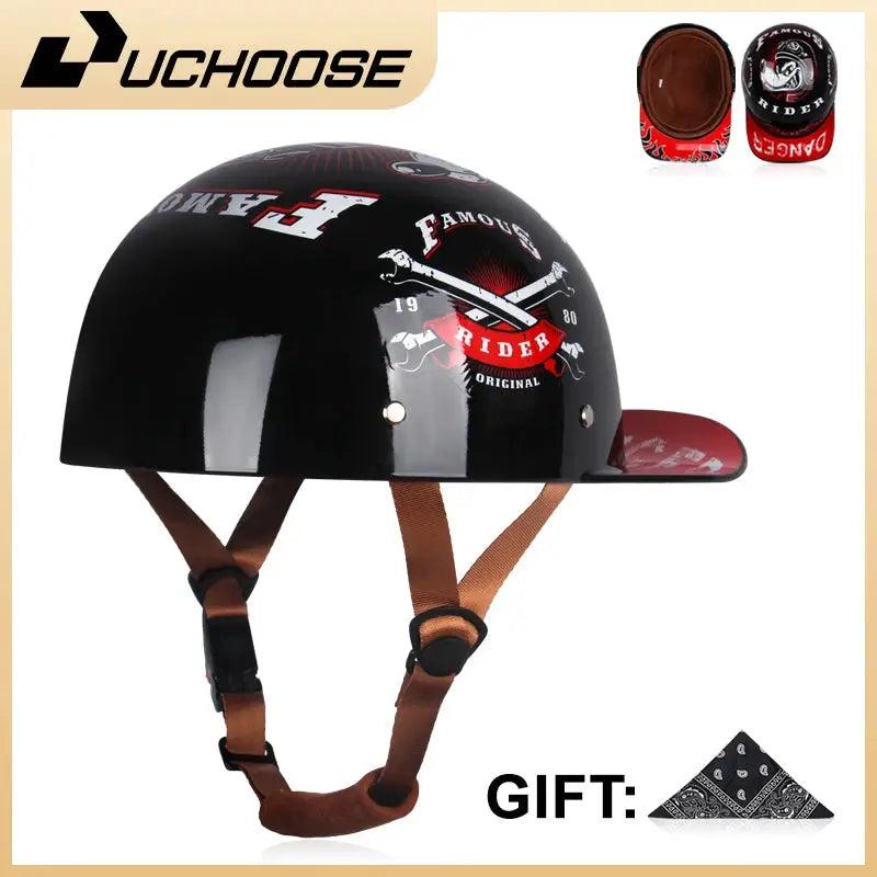  Open Face Motorcycle Helmet Vintage Retro Cruiser Elite -  ToylandEU™