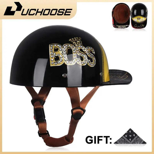  Open Face Motorcycle Helmet Vintage Retro Cruiser Elite -  ToylandEU™