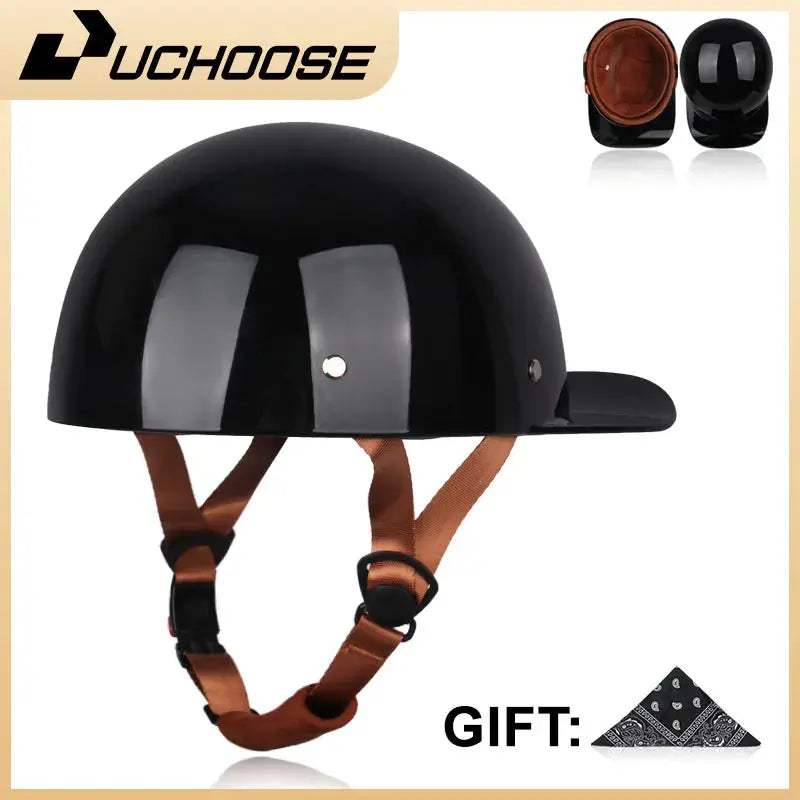 Open Face Motorcycle Helmet Vintage Retro Cruiser Style - ToylandEU