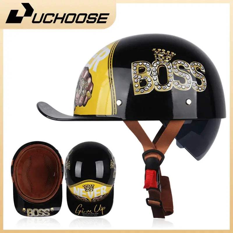 Open Face Retro Motorcycle Helmet For Adults Lightweight - ToylandEU