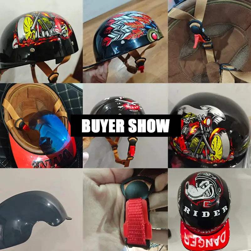 Open Face Retro Motorcycle Helmet For Adults Lightweight - ToylandEU