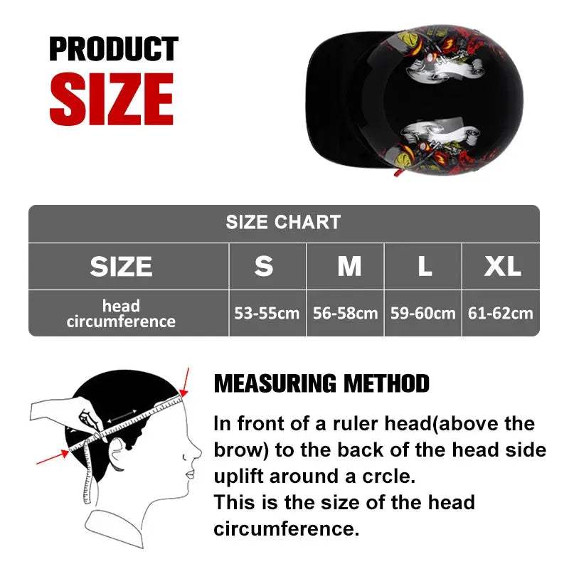 Open Face Retro Motorcycle Helmet For Adults Lightweight - ToylandEU