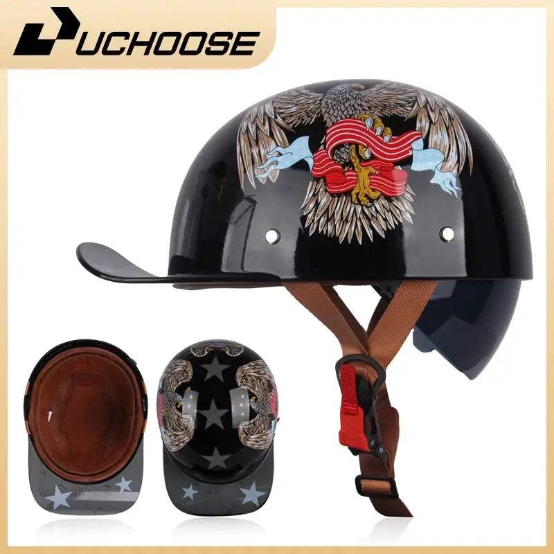 Open Face Retro Motorcycle Helmet For Adults Lightweight - ToylandEU