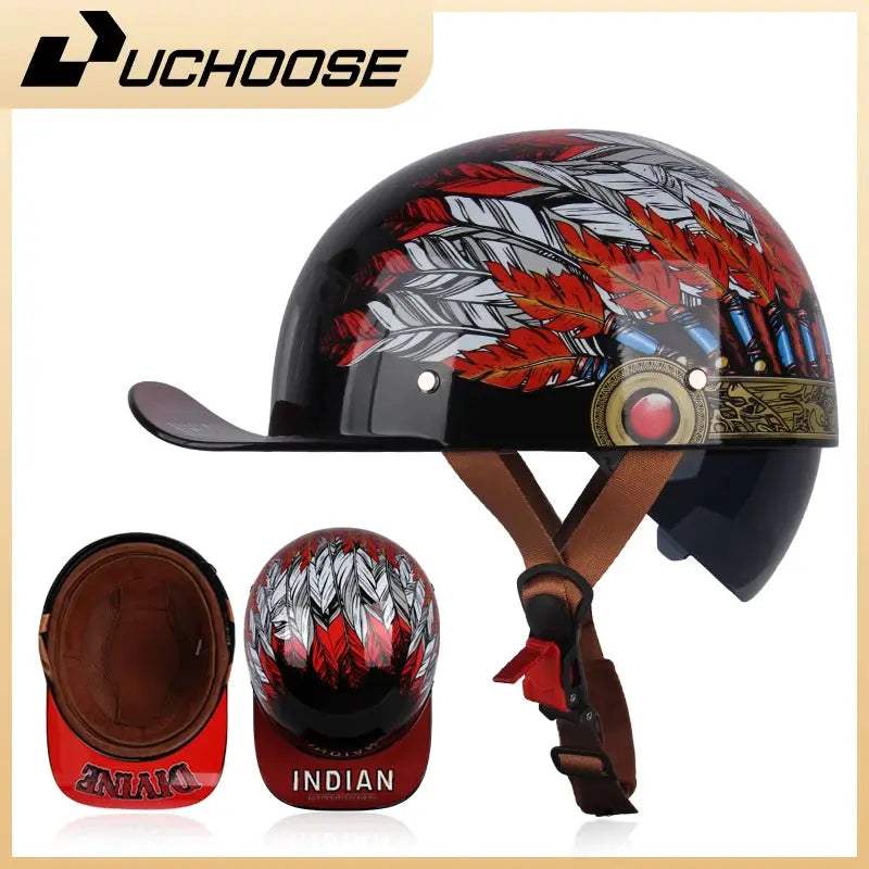 Open Face Retro Motorcycle Helmet For Adults Lightweight - ToylandEU