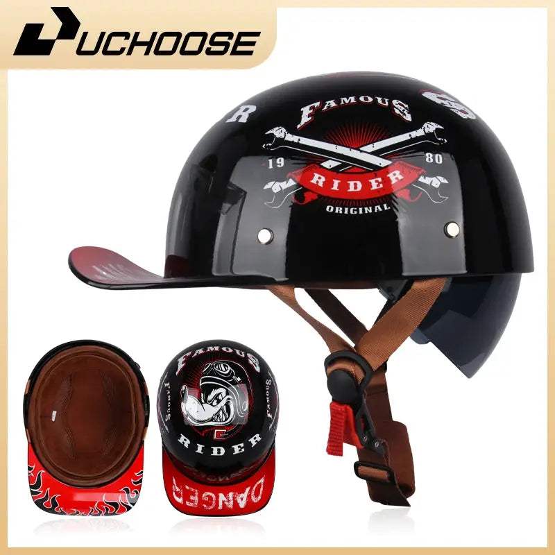 Open Face Retro Motorcycle Helmet For Adults Lightweight - ToylandEU