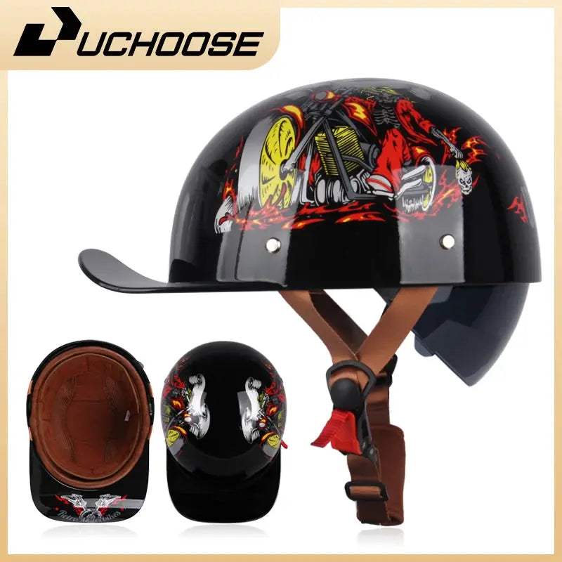 Open Face Retro Motorcycle Helmet For Adults Lightweight - ToylandEU