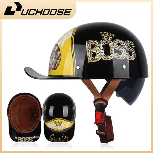  Open Face Retro Motorcycle Helmet Lightweight ABS -  ToylandEU™