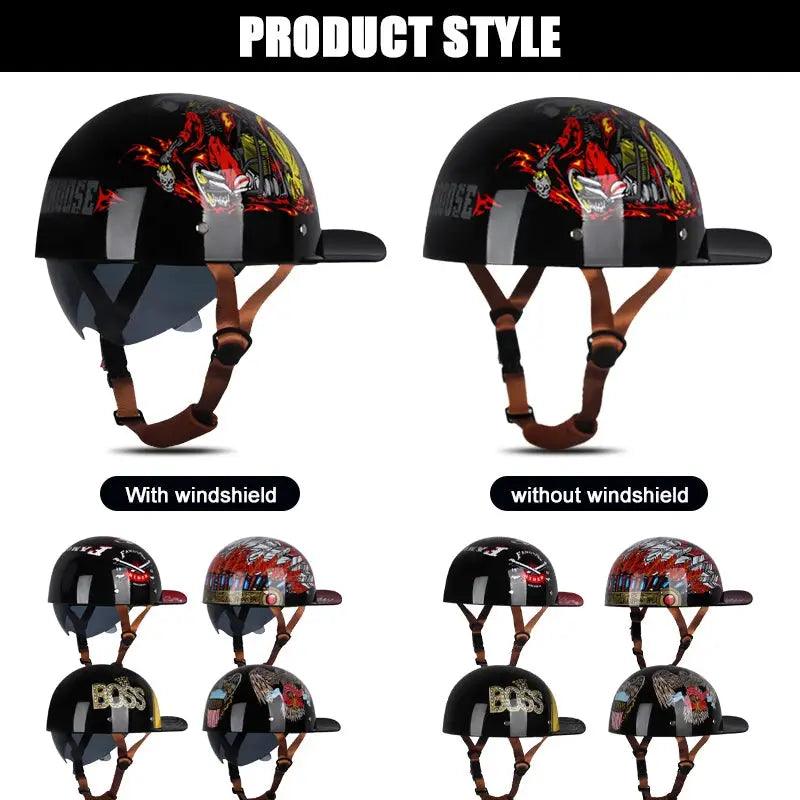  Open Face Retro Motorcycle Helmet Lightweight ABS -  ToylandEU™
