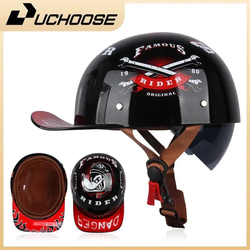 Open Face Retro Motorcycle Helmet Lightweight ABS -  ToylandEU™