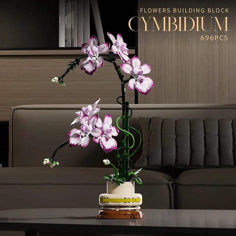 Creative Orchid Cymbidium Eternal Flowers Potted Plant Building Blocks Simulation Phalaenopsis DIY Bricks Toys Valentine's Gift - ToylandEU