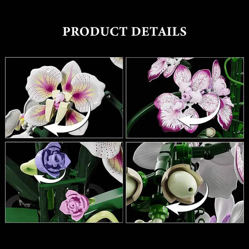 Creative Orchid Cymbidium Eternal Flowers Potted Plant Building Blocks Simulation Phalaenopsis DIY Bricks Toys Valentine's Gift - ToylandEU