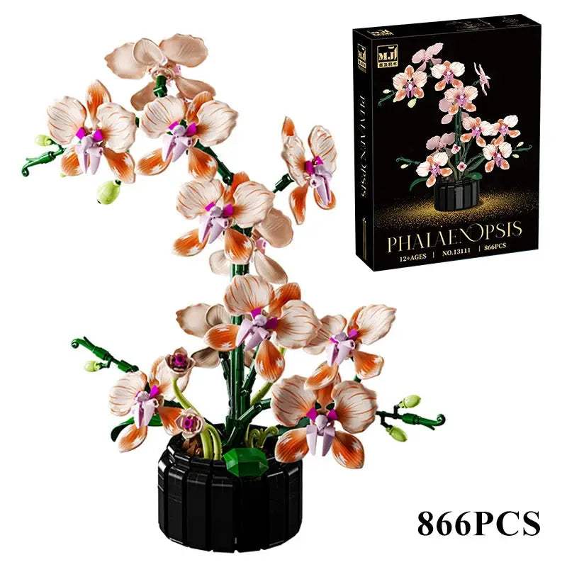 Creative Orchid Cymbidium Eternal Flowers Potted Plant Building Blocks Simulation Phalaenopsis DIY Bricks Toys Valentine's Gift - ToylandEU
