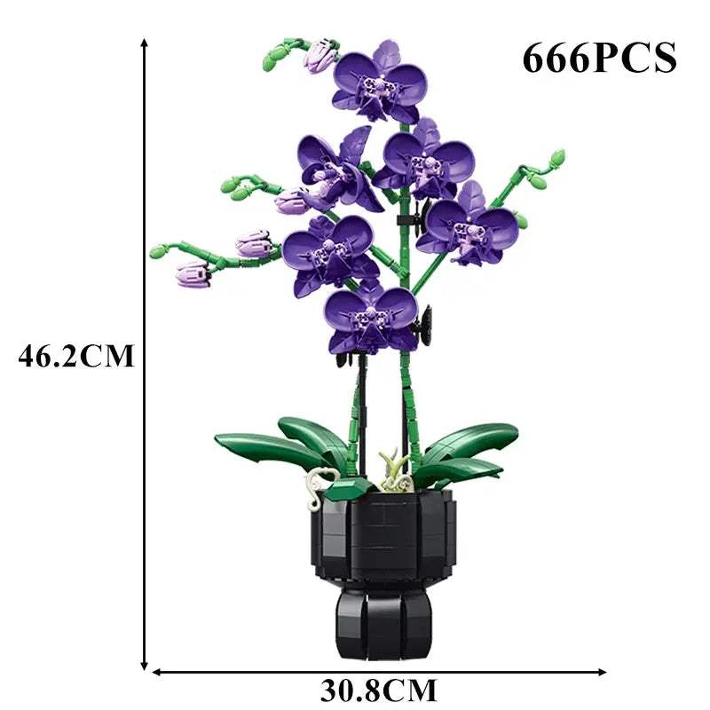 Creative Orchid Cymbidium Eternal Flowers Potted Plant Building Blocks Simulation Phalaenopsis DIY Bricks Toys Valentine's Gift - ToylandEU