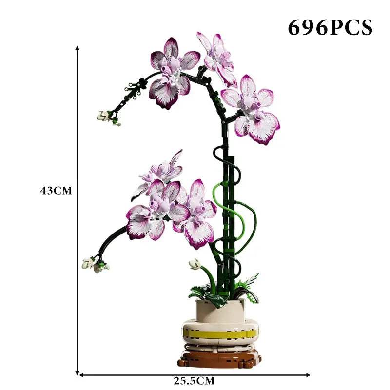Creative Orchid Cymbidium Eternal Flowers Potted Plant Building Blocks Simulation Phalaenopsis DIY Bricks Toys Valentine's Gift - ToylandEU